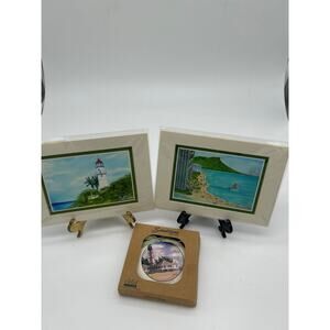 Lot of 3 Hawaii Art Prints Donald K Hall + Sandstone Sanibel Ornament Lighthouse